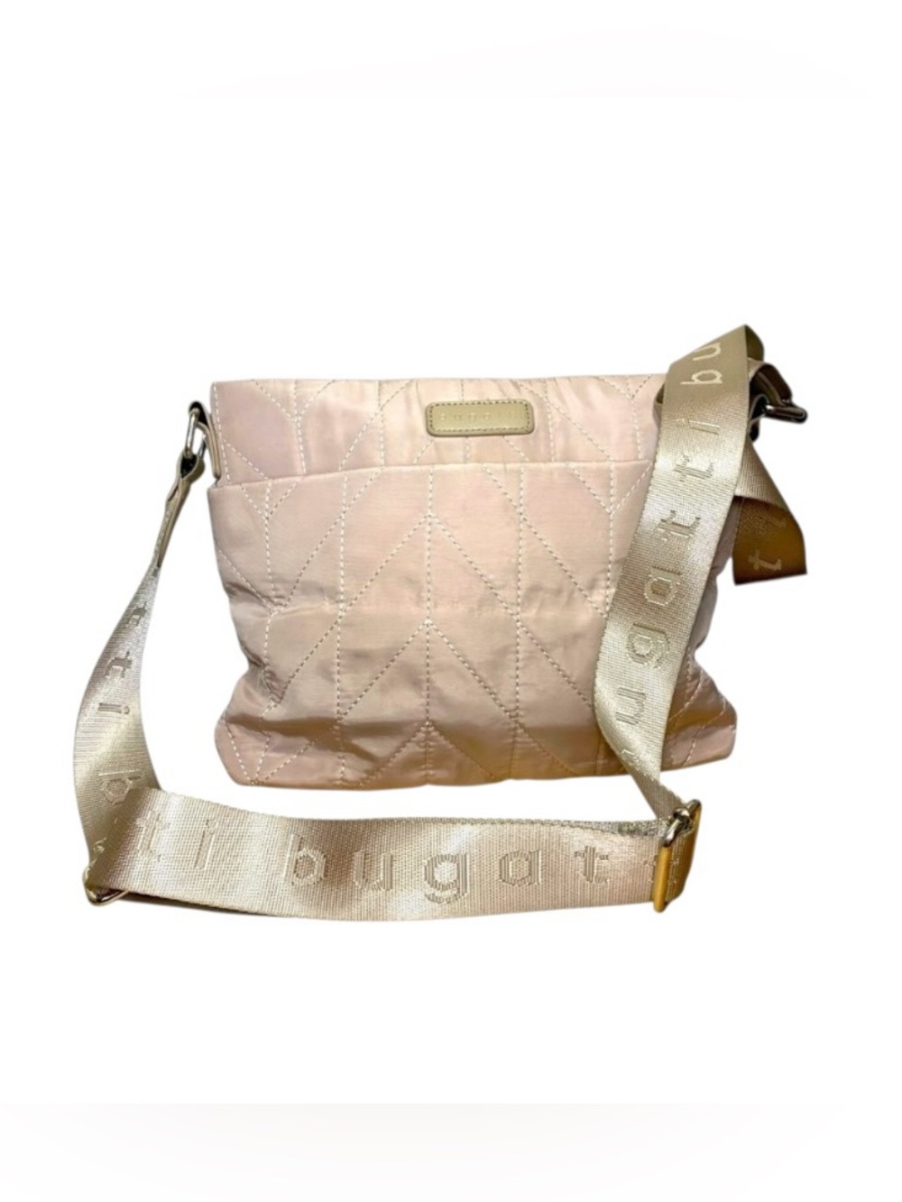 Bugatti Beige Nylon Crossbody Quilted Compartmentalize Minimalist Travel Bag
